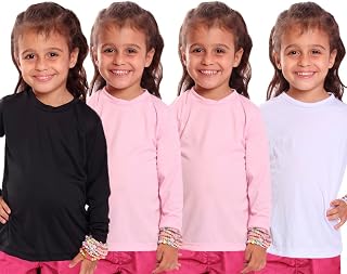 Kit 4 Camisetas Infantil Menina Proteção UV Térmica Solar Manga Longa Camisa Praia Esporte