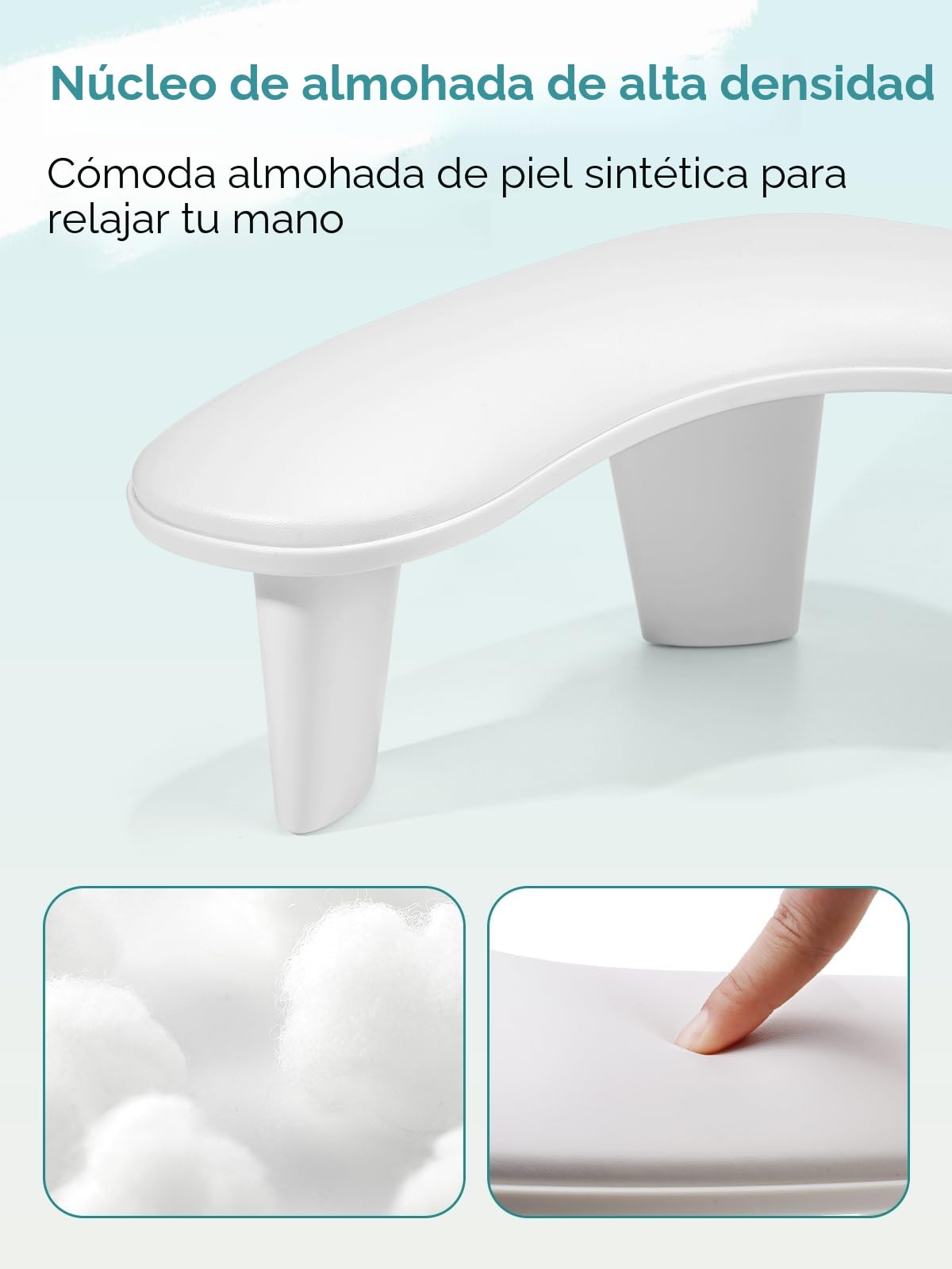 Reposabrazos de uñas para manicura: Reposabrazos para uñas soporte de piel para uñas, reposamanos de uñas, cojín de Manicura blanco, cojín Antideslizante para Salón de arte de uñas(Bianco)