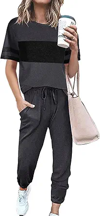 PRETTYGARDEN Women's Two Piece Sets 2025 Summer Spring Jogger Pants Travel Vacation Lounge Outfits Airplane Matching Clothes