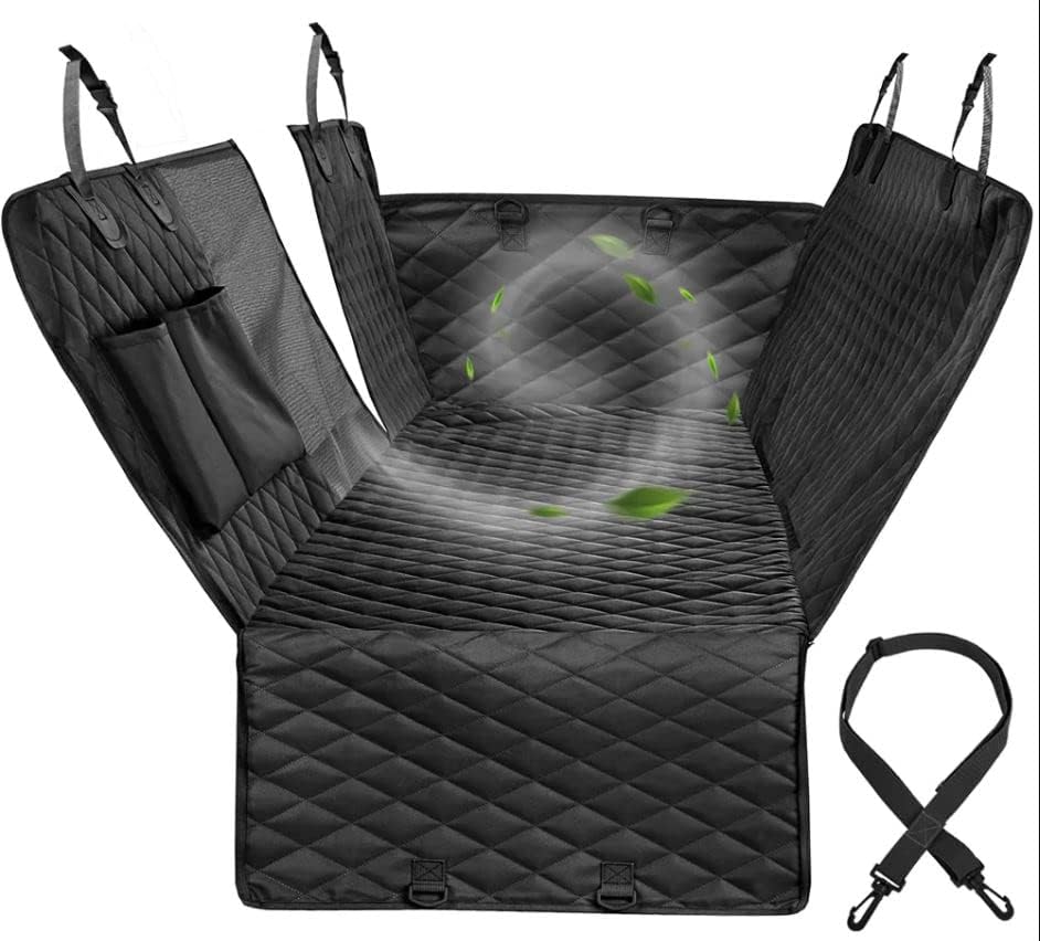 HOUSE DAY Dog Car Seat Cover Protector 900D with Mesh Viewing Window & Storage Pocket, Waterproof Non-Scratch Dog Car Hammock for Car…
