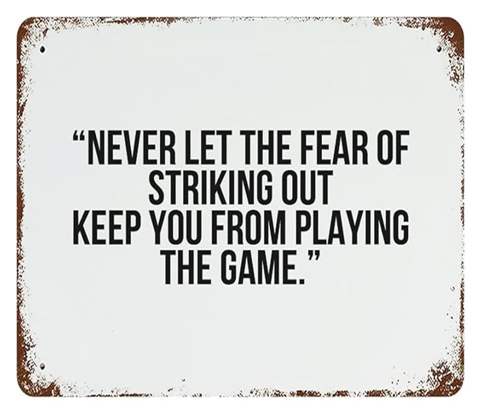 PKNVKZIDK Vintage Sports Quote Metal Sign Play Without Fear Of Failure Tin Plaque Inspirational Decor for Gym Office 8 X 12 in