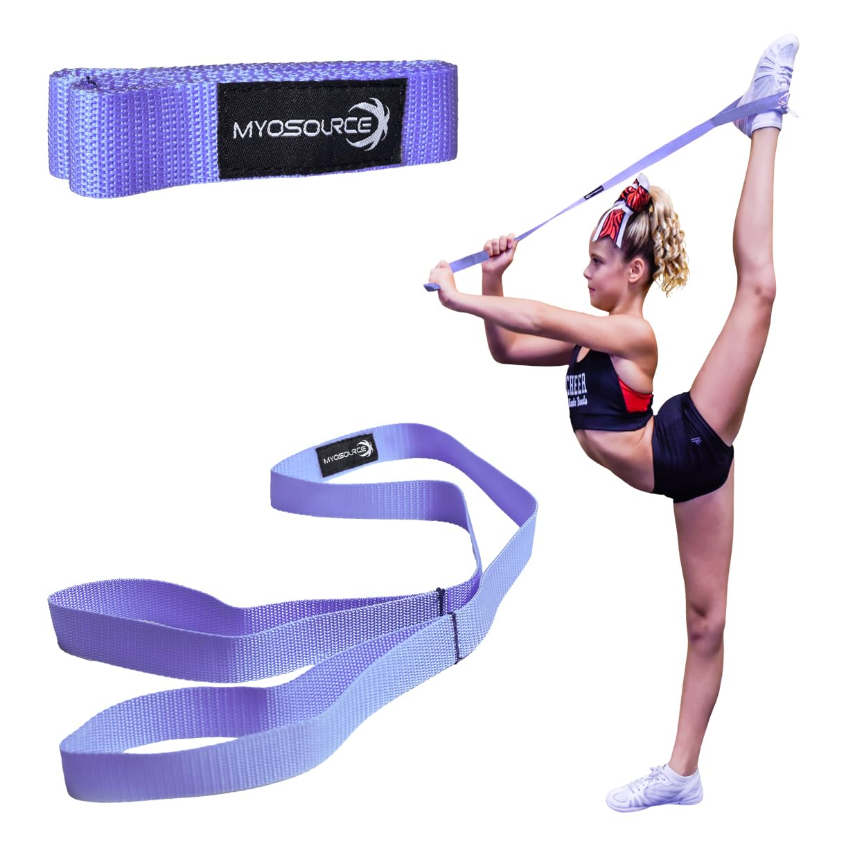 Myosource Kinetic BandsCheerleading Flexibility Stunt Strap - Improve Stretching and Stunts for Cheer Dance Gymnastics & Physical Therapy – Stocking Stuffers Present for Kids Girls Adults - 12 Colors