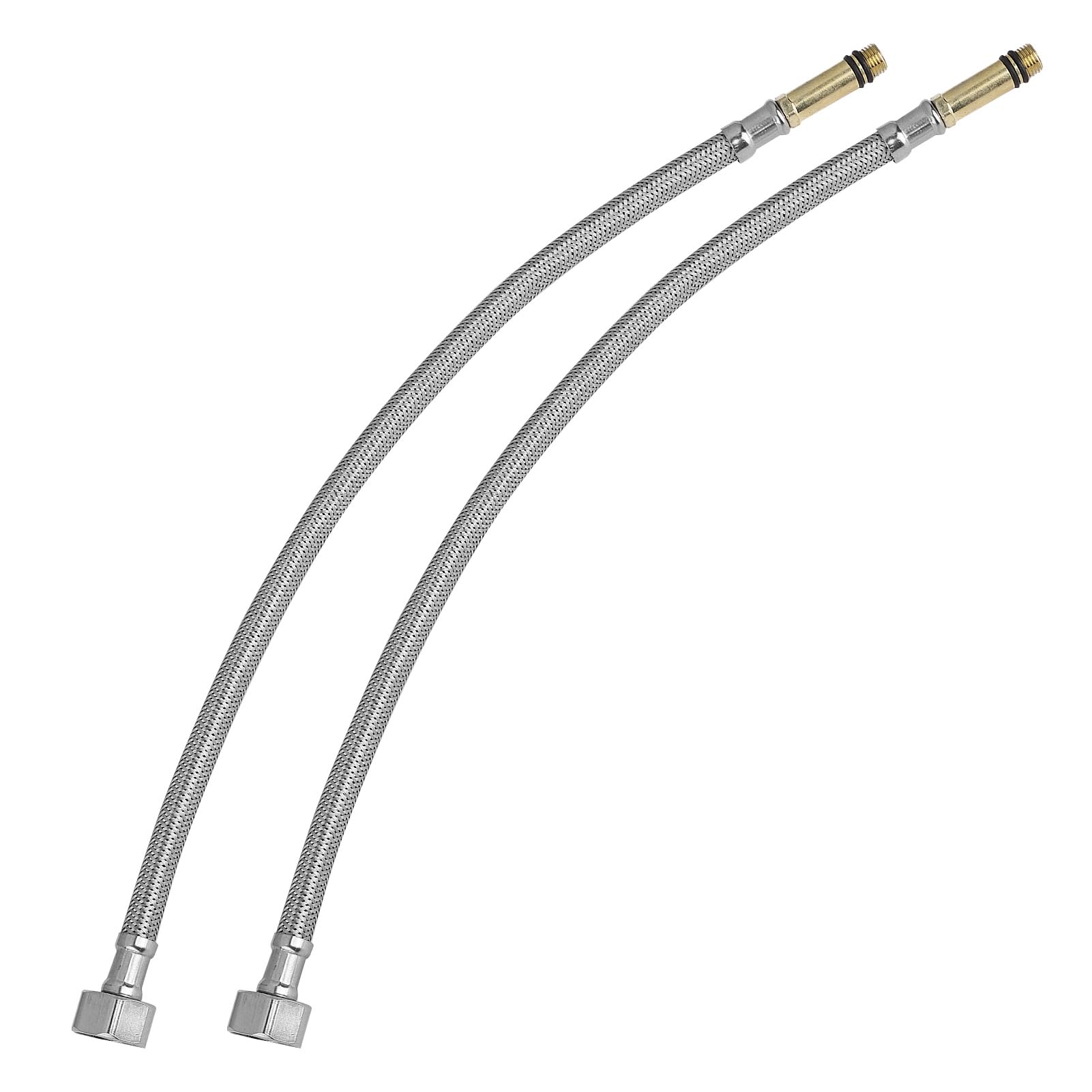 2 Pack Flexible Tap Connectors M10(10mm) x 1/2" Fitting 500mm Long Tap Flexible Hose Water-Tap Pipe Tails for Kitchen Sink Monobloc Mixer Stainless Steel Braided Hose Pipes for Bathroom Basin