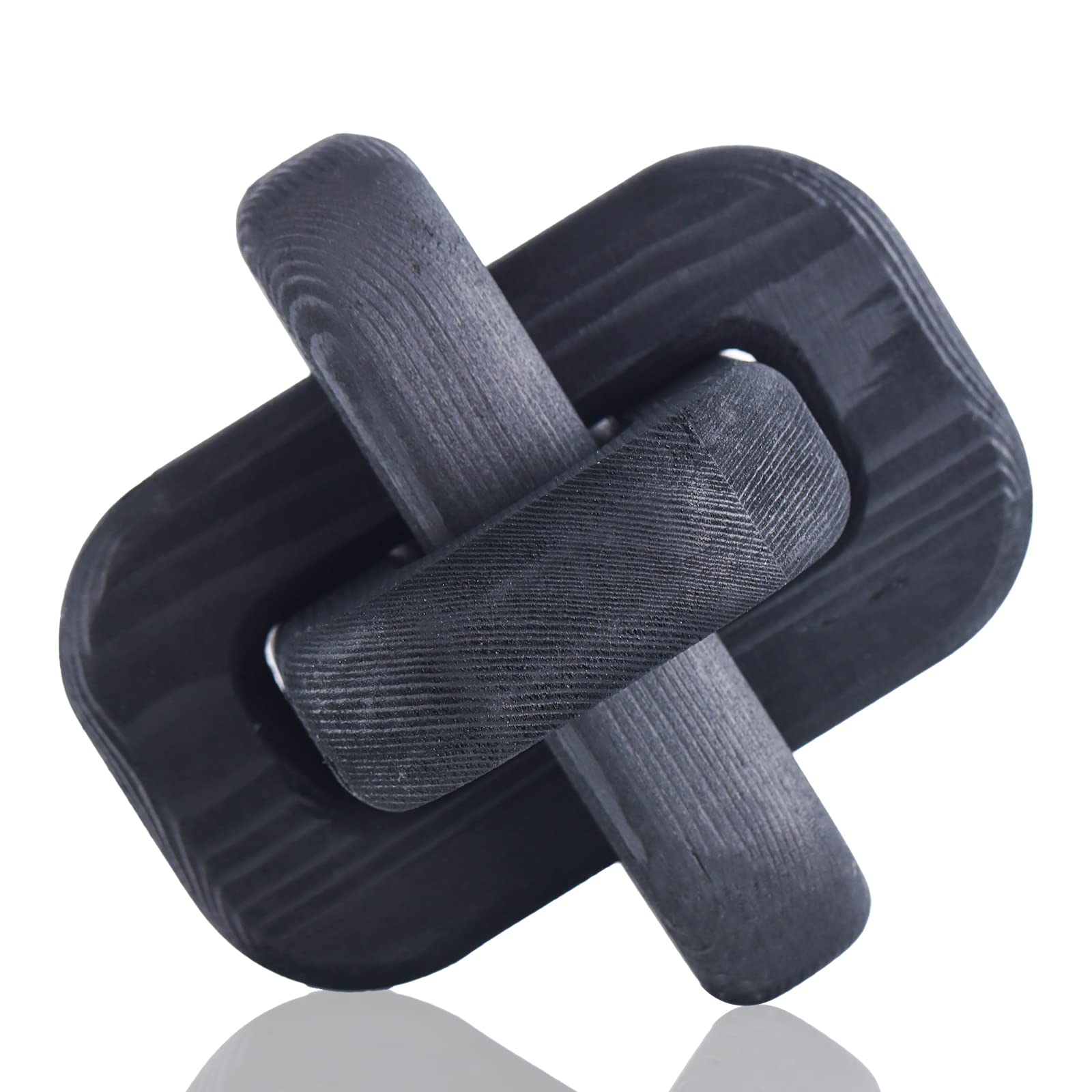 LCCCK Black Wood Knot Boho Wood Chain Link Decor 3 Link Neutral Home Decor Wood Knot,Bookshelf Decor,Desk Fireplace Shelf Decor, Black Home Decorations for Living Room, Farmhouse Coffee Table Decor