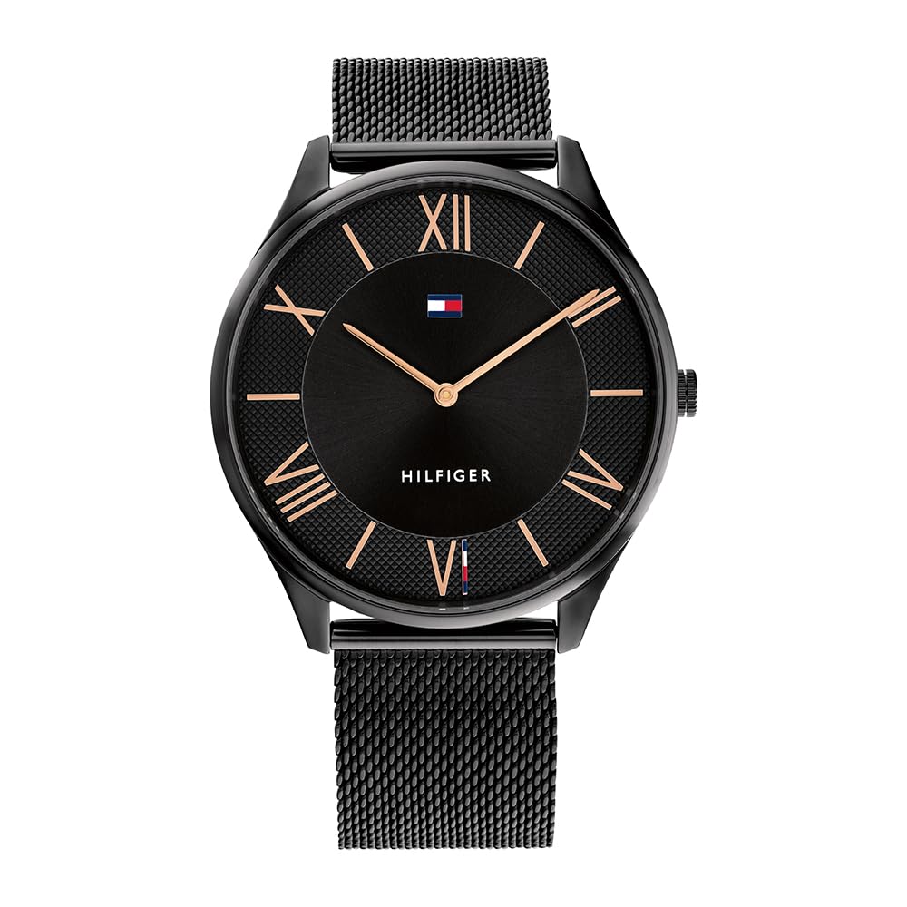 Tommy Hilfiger Analogue Quartz Watch for Men with Black Stainless Steel Mesh Bracelet - 1710513