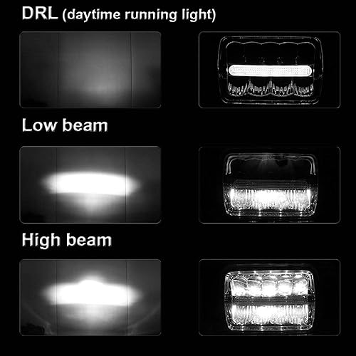 Miniatura 4 de OPP ULITE Faros delanteros LED de 5 x 7 pulgadas, repuesto H5054 H6054LL 69822 6052 6053, 1 unidad, 5 x 7 pulgadas, haz alto y bajo con halo DRL