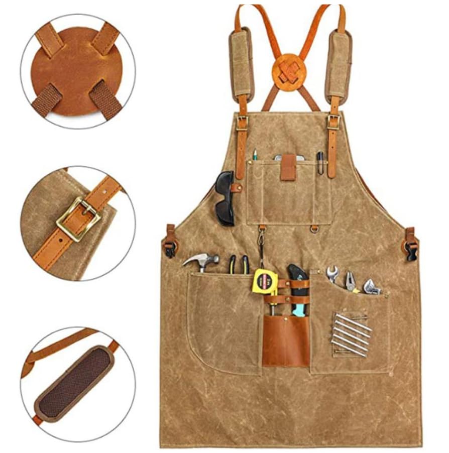 Luminexia Tablier de Soudeur,Tablier de Charpentier,Tablier de Travail Multifonction en Toile cirée imperméable,avec Poches à Outils Multifonctions,Tablier Homme