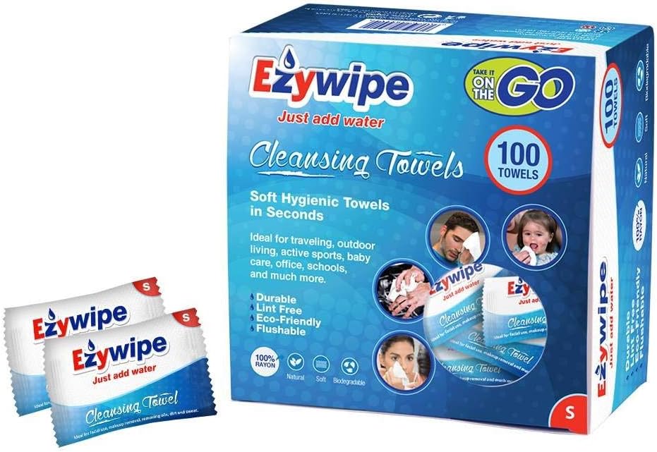 Ezywipe - Individually wrapped expandable towel Box of 100