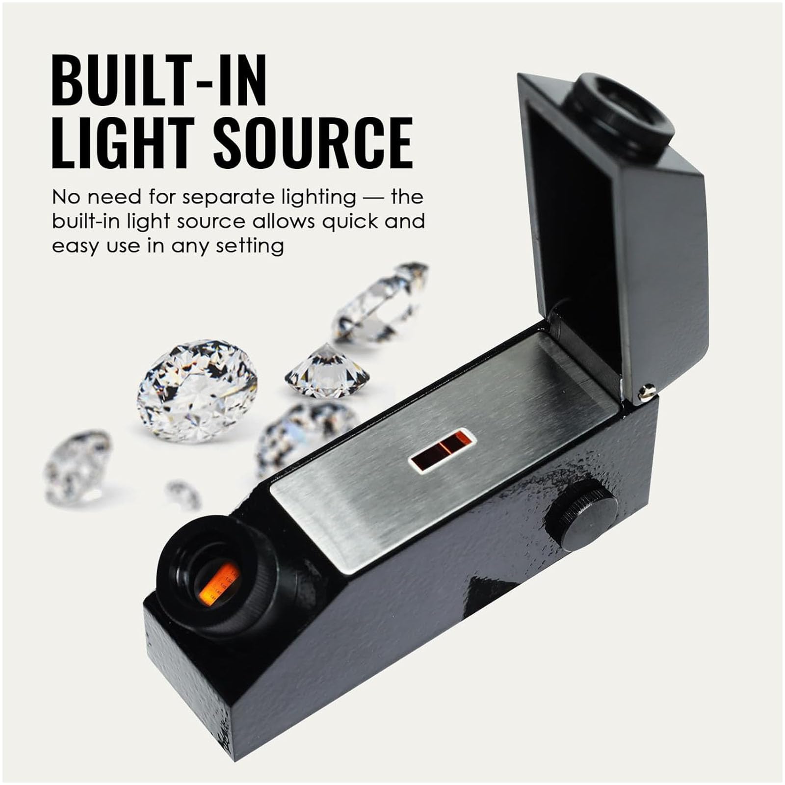 Refractómetro Portátil Profesional para Gemas, Probador De Identificación De Joyas con LED Integrado, Rango De Índice De Refracción De 1.300-1.810, para Joyería, Oro, Plata Y Diamantes