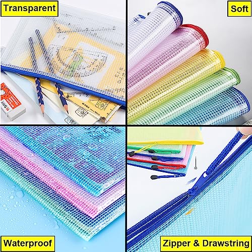 Austark 10Pcs Zipper File Bags, Zipper Pouch, Pvc Document Bag Zipper Folders Document Pouch Receipts Organizer For Office School Home Travel (A3 Size 16.9 X 12 Inches, Multicolor) #TOP2