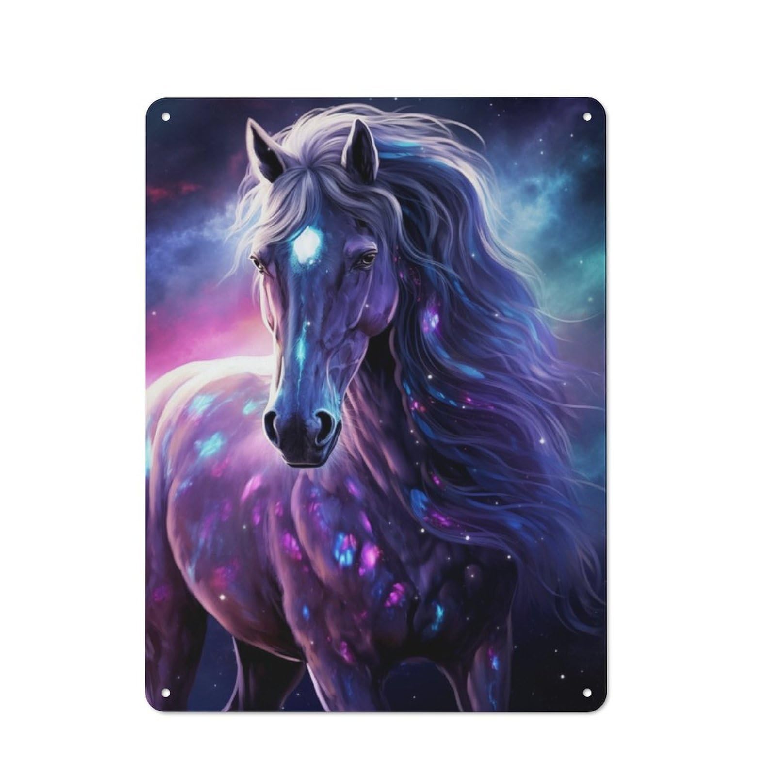 Junmoney Beautiful Space Horse Metal Wall Sign 40X30cm, Rustic Decor For Hallway Wall, For Metal Sign Collectors, For Garage And Workshop Walls