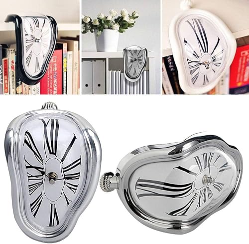 Miniatura 5 de ZMERCH Dali Style Home Art Design Decoración de pared de escritorio fundido ángulo recto reloj trenzado colgante pared números romanos silenciosos