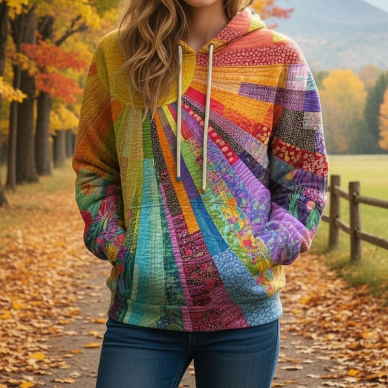 Hoodies for Women Spring Long Sleeve Hooded Sweatshirt Casual Oversized Vintage Print Pullover Tops - Image 2