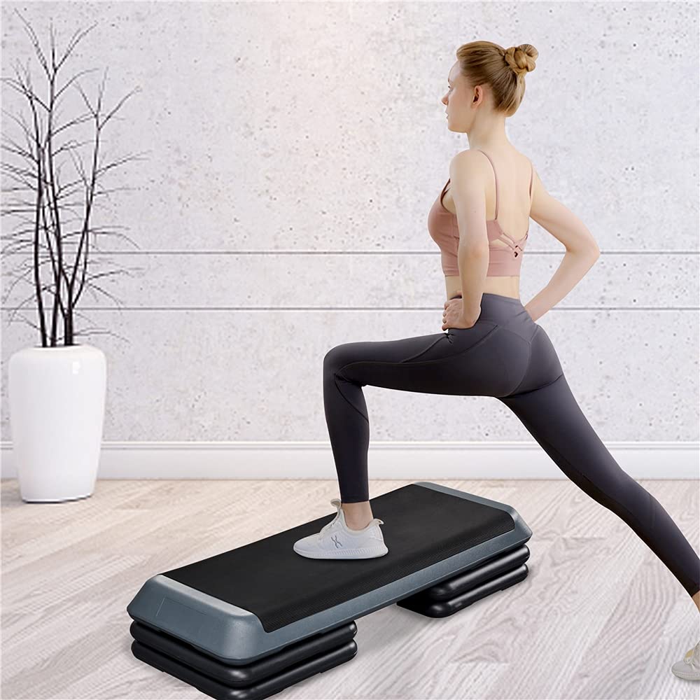Yaheetech Step da Aerobica Piattaforma Step con 3 Altezze Regolabili 109,5 x 42 cm Grigio