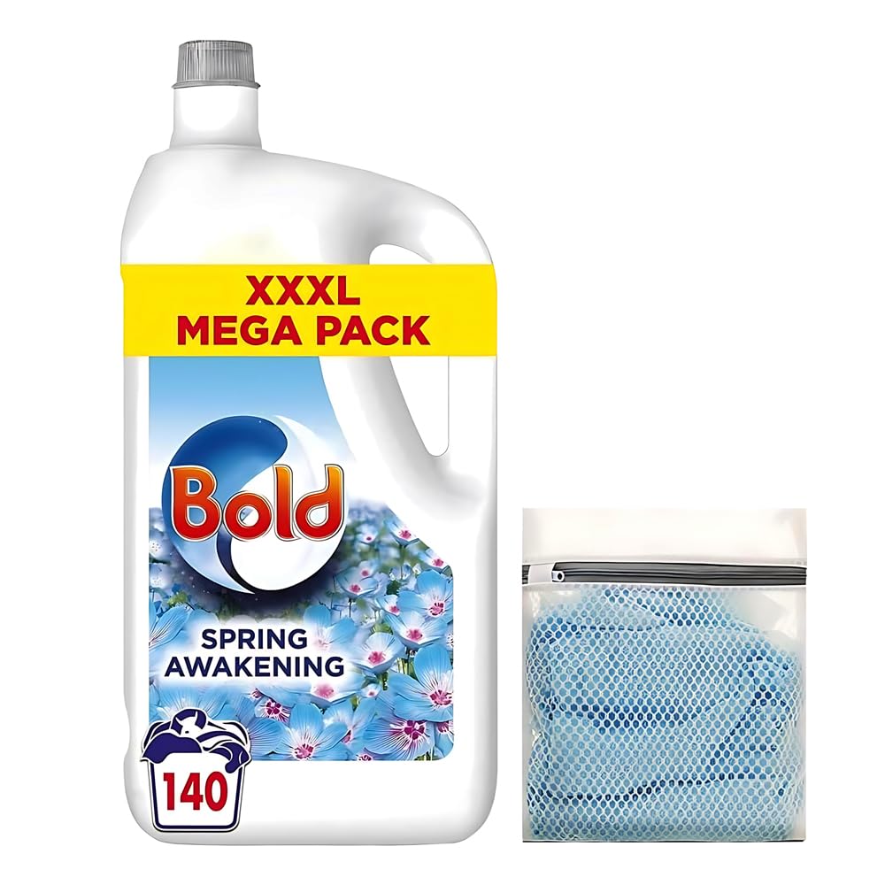 Bold Spring Awakening Liquid Laundry Detergent 140 Wash | 4.34L For Long Lasting Freshness Soft Comfortable Fabrics and Brilliant Hygienic Cleaning with Laundry Bag by Direct Mart