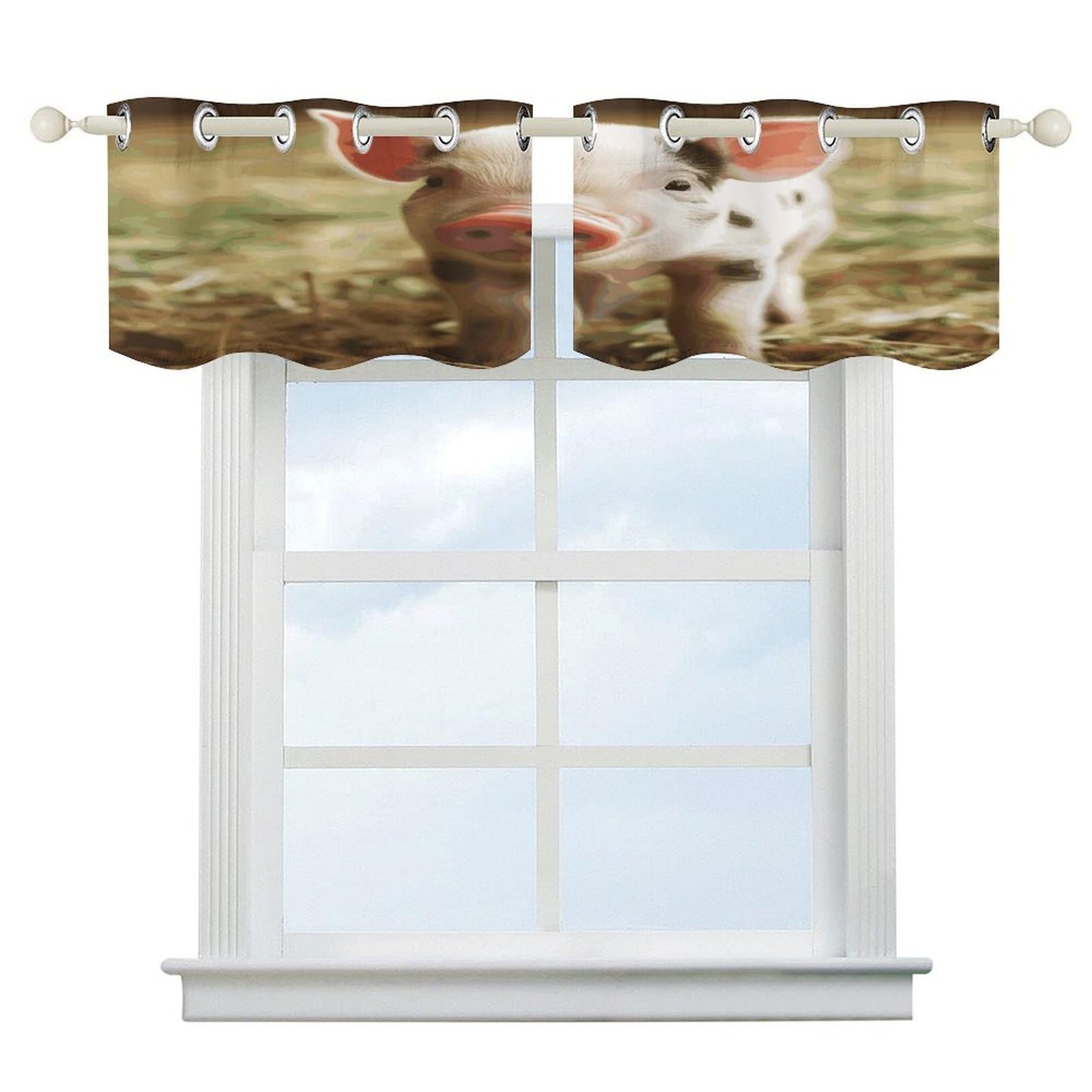 Cortinas opacas cortas de arte moderno para cocina y baño, cenefa de 52 x 18.1 pulgadas