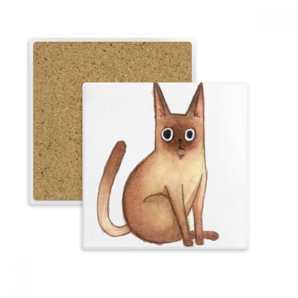 Chat Siamois sous-verre absorbant en pierre, idée cadeau originale déco