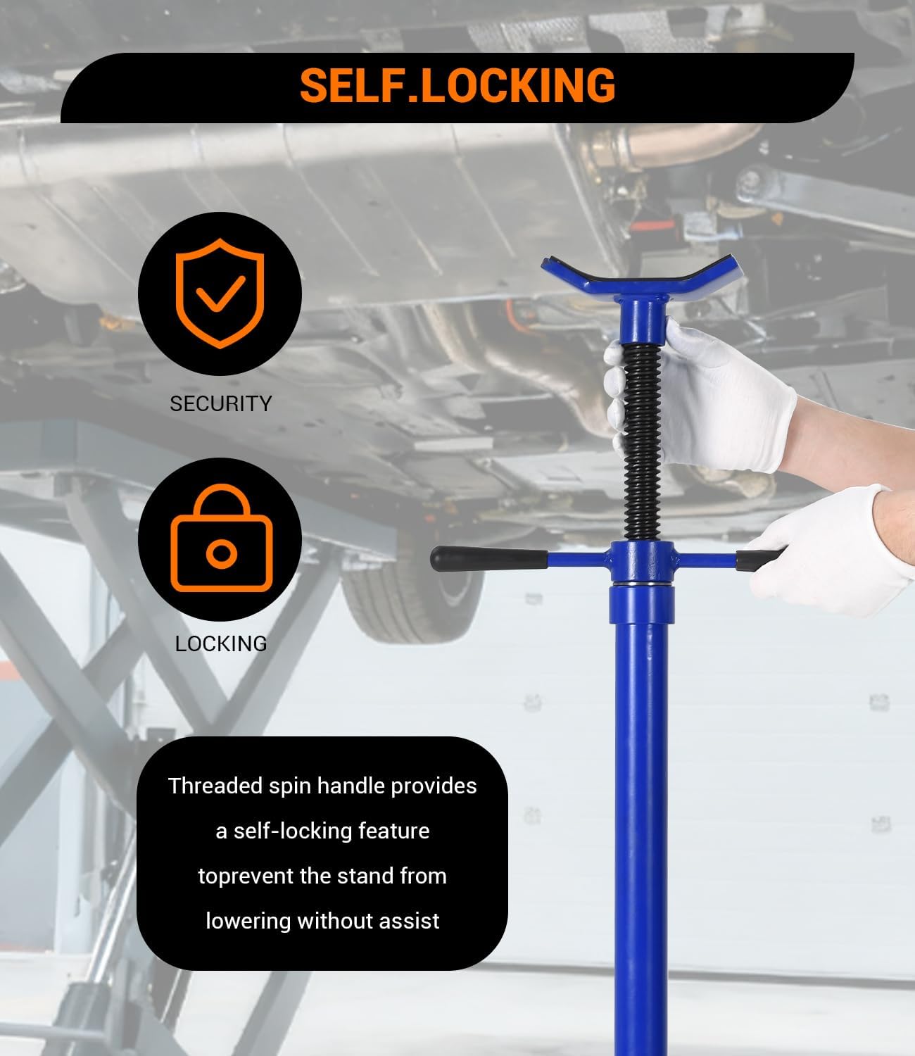 GarveeTech Underhoist Support Stand, 3/4 Ton Jack Stand, 1655Lbs Capacity, Lifting from 52-76 Inch, 12 Inch Diameter Base for Vehicle Lifting & Support