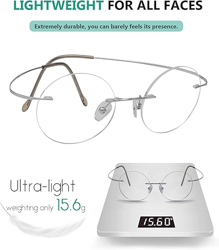 Miniatura 5 de Eyekepper Lectores redondos sin montura Titanium del círculo de los vidrios de lectura para los hombres