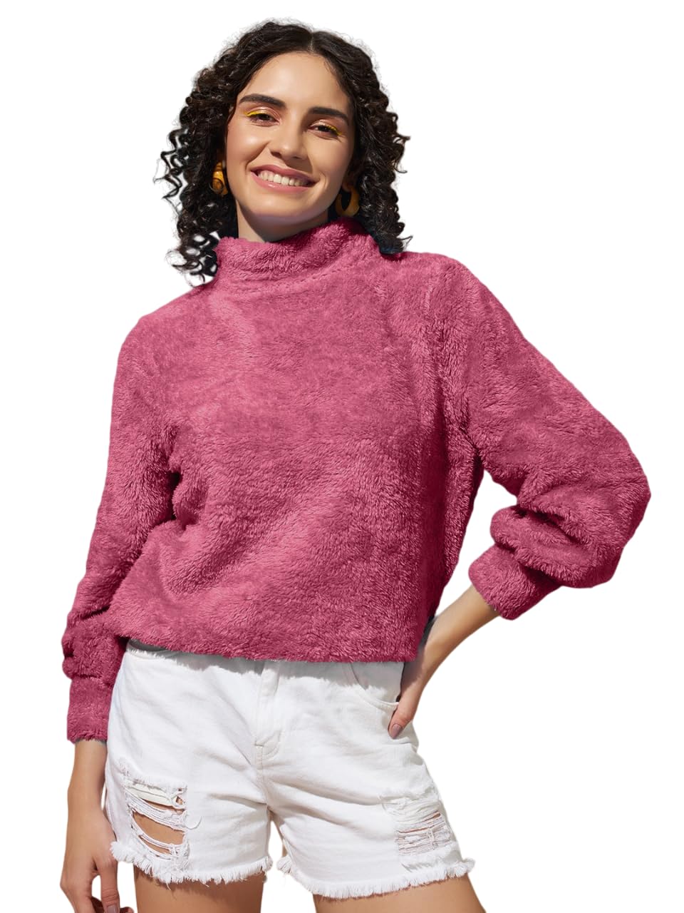 THE DRY STATE Women's Fur Pull Over With High Neck