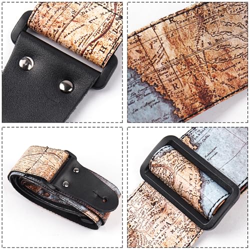 Image of Adjustable Guitar Strap Includes 2 Strap Locks & 2 Matching Picks & 1 Picks Holder & 1 leather Strap Button.