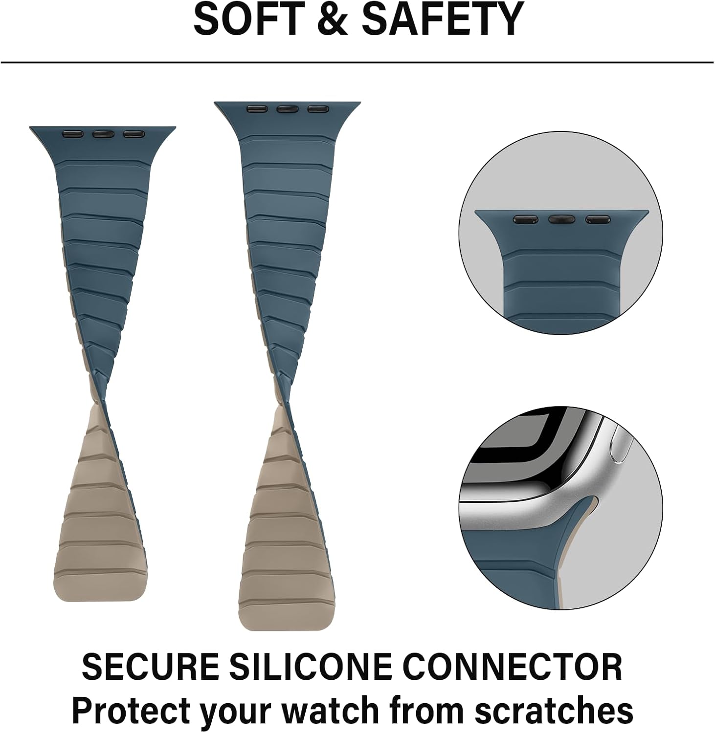 Magnetic Silicone Bands Compatible with Apple Watch 42mm(Series 11/10) 41mm 40mm 38mm, Sport Wristband for Men Women Compatible with iWatch SE Series 11 10 9 8 7 6 5 4 3, Dune-Cloud Blue - Image 6