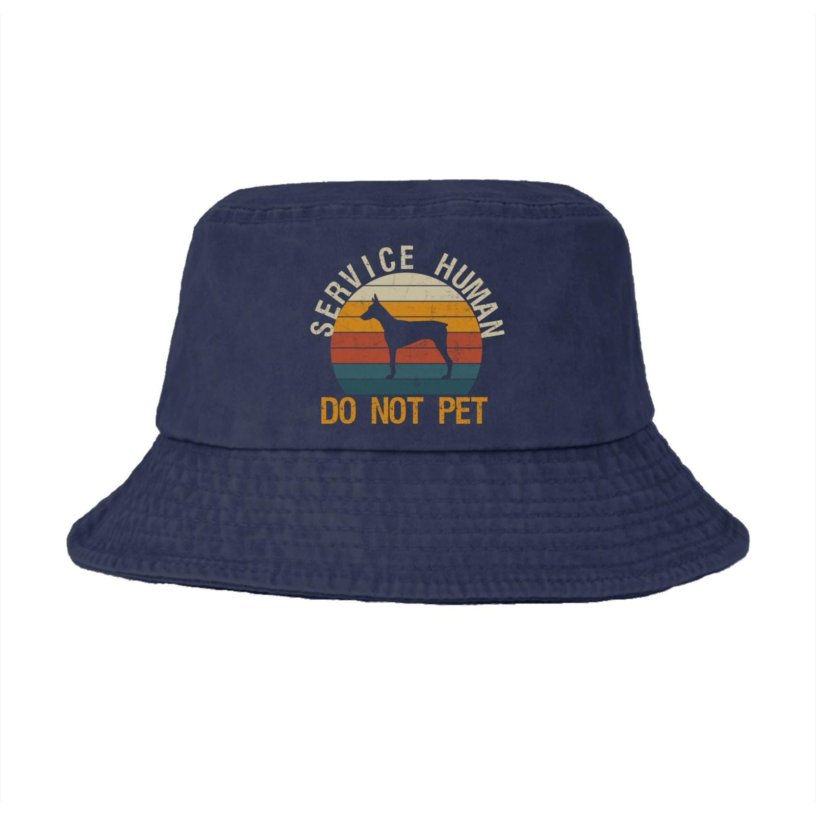 Service Human do not pet Bucket Hats Flodable Women caps for Fishing Navy