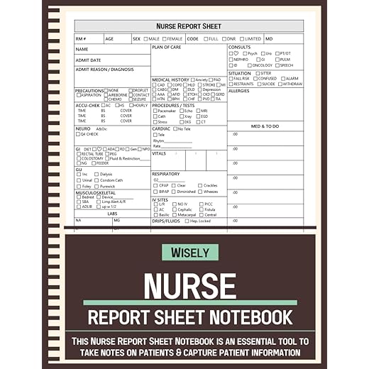 Nurse Report Sheet Notebook