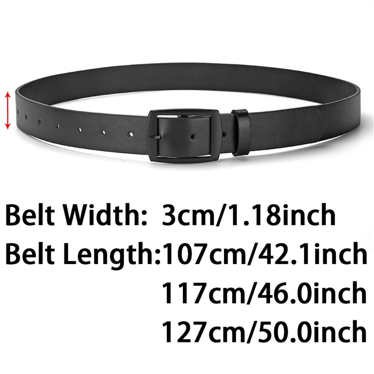 Yeuyyben Cinturón de piel sintética para hombre, hebilla de metal, cinturón de cintura para jeans, talla grande