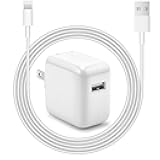 iPad Charger iPhone Fast Charger 12W USB Wall Charger Foldable Portable Travel Plug with USB Charging Modem Cables Compatible with iPhone, iPad, iPad mini, iPad Air 1/2/3, Airpod