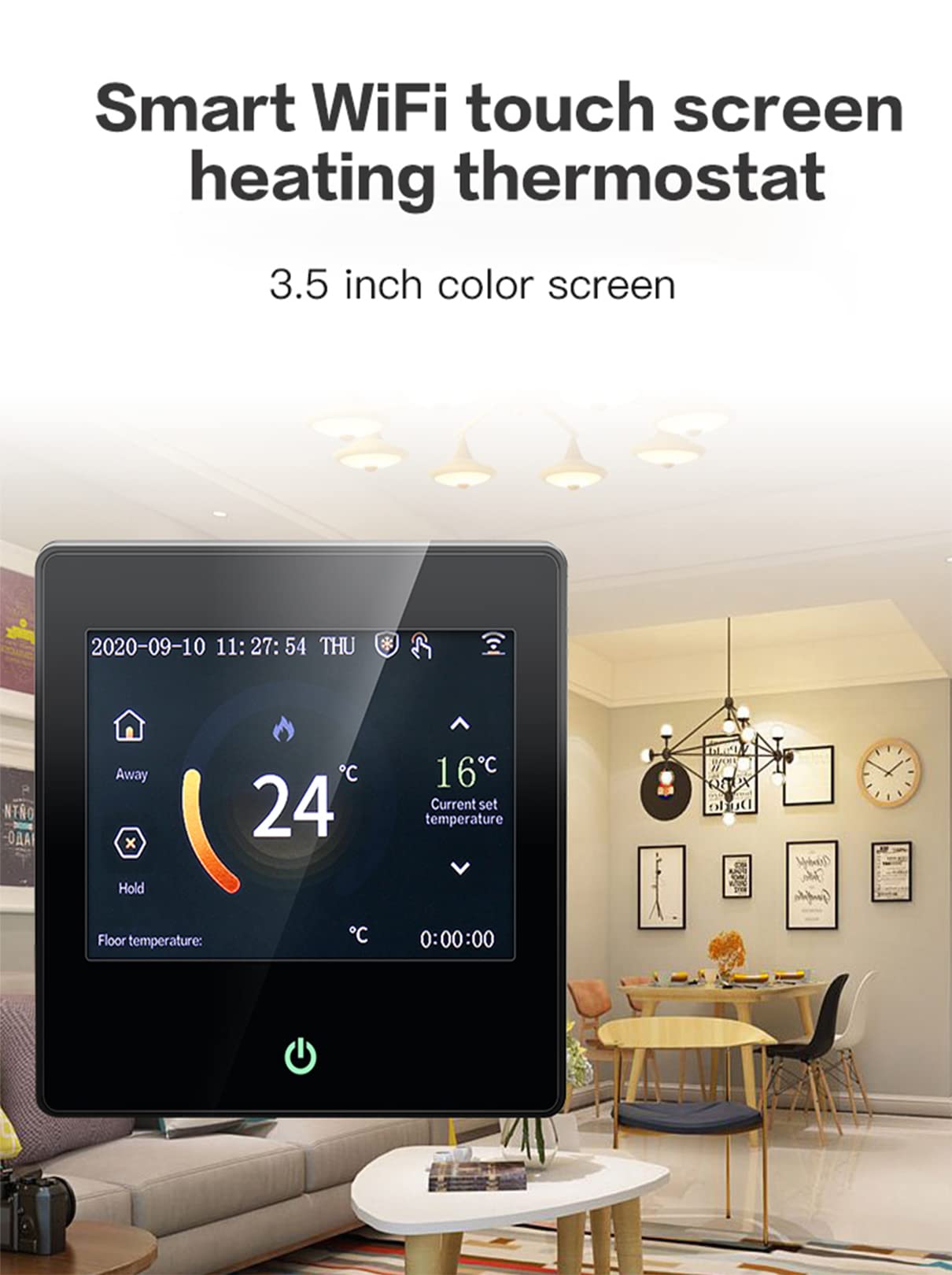 Kolorowy wyświetlacz inteligentny termostat WiFi programowalny termostat wodny, współpracuje z Alexa Google Home 3A 95~240V AC