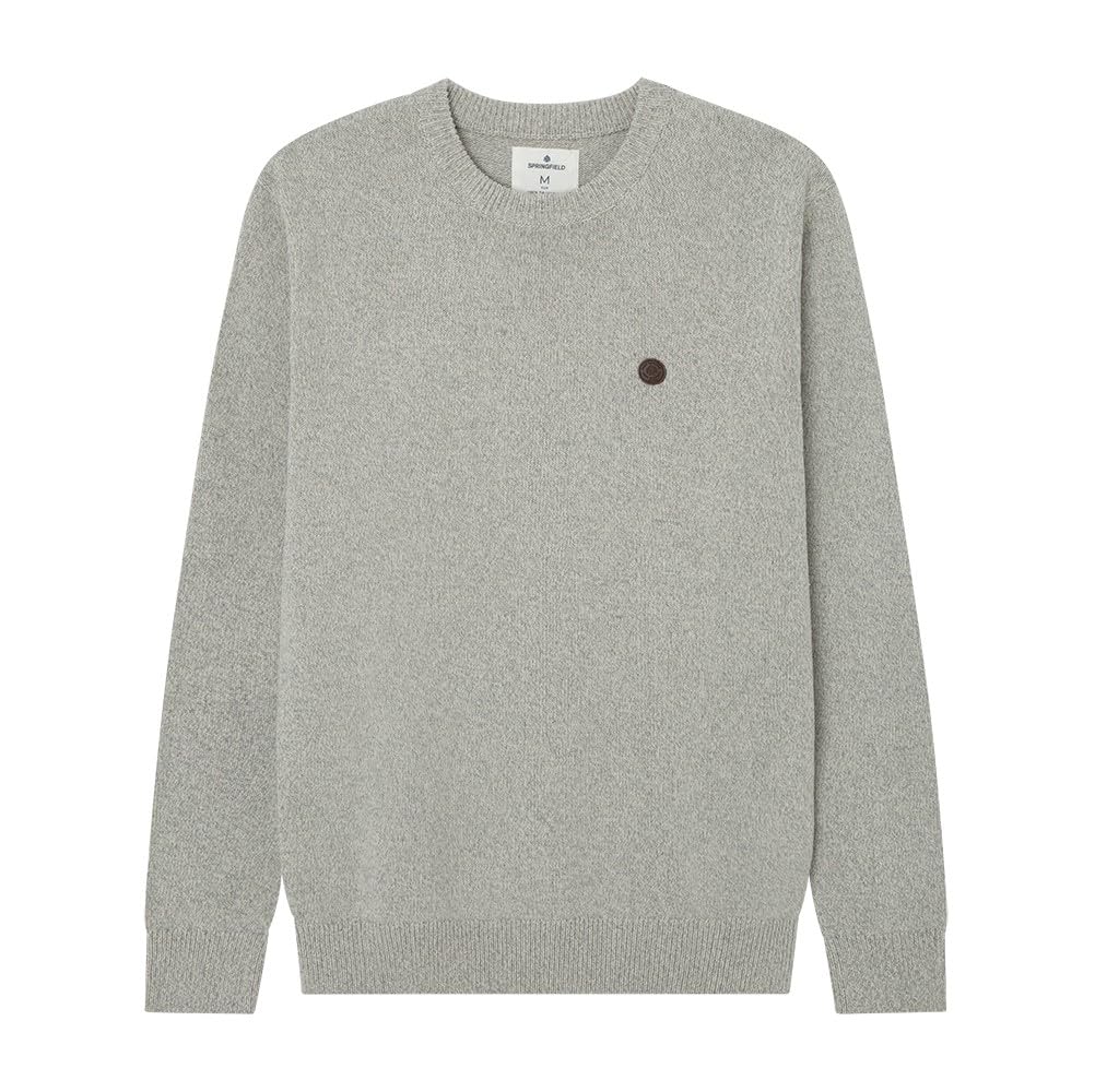 Springfield Men's Suéter Polo Sweater, Gris Claro/Plata,