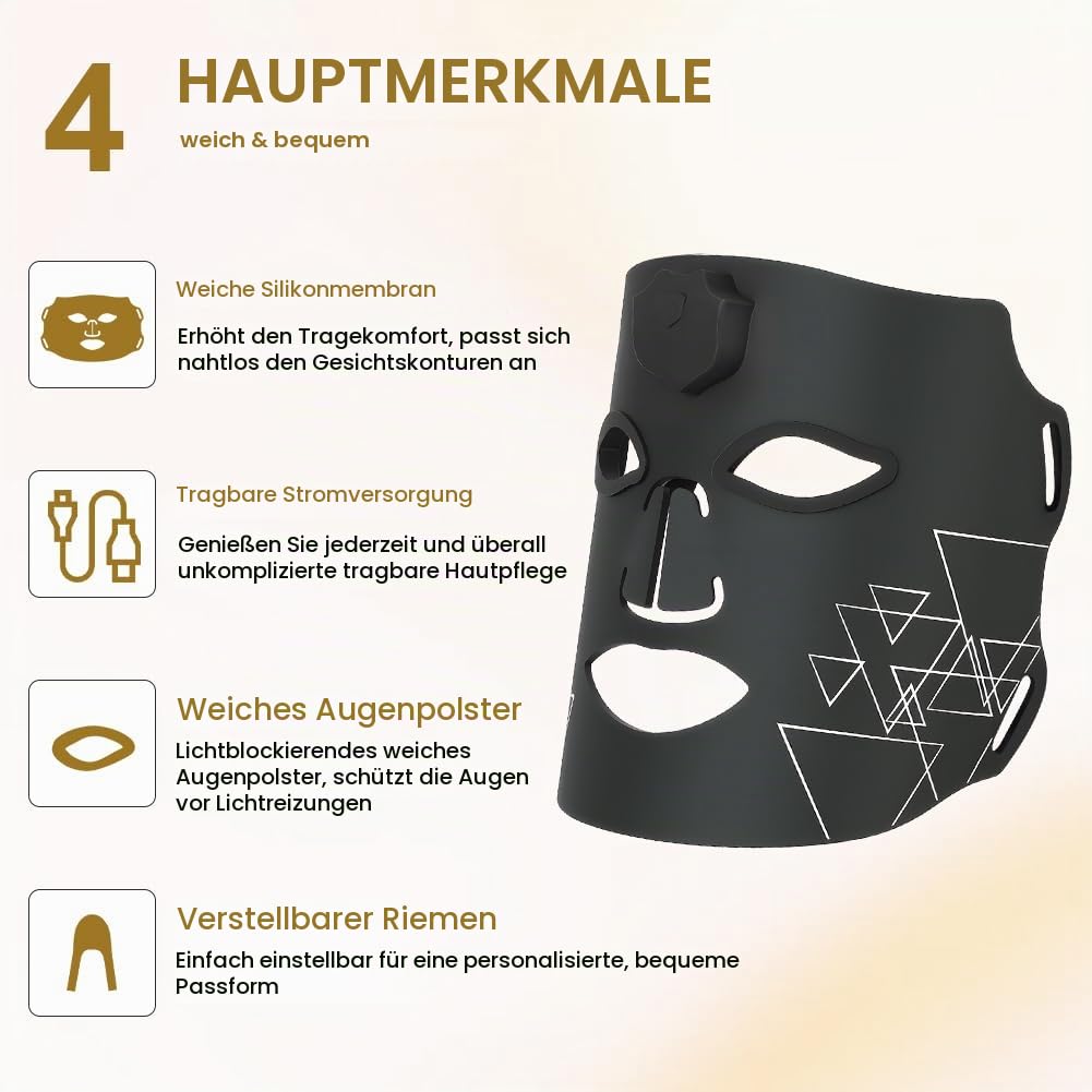 Vicloon LED Maske Gesicht, 7 Farben Led Lichttherapie Gesichtsmaske, NIR, rote und blaue, Aufladbar Flexible Rotlicht Maske Gesichts für den Heimgebrauch, für Hautpflege, Anti-Aging, glatte Haut