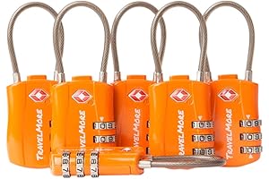 6 Pack TSA Approved Travel Combination Cable Luggage Locks for Suitcases & Backpacks