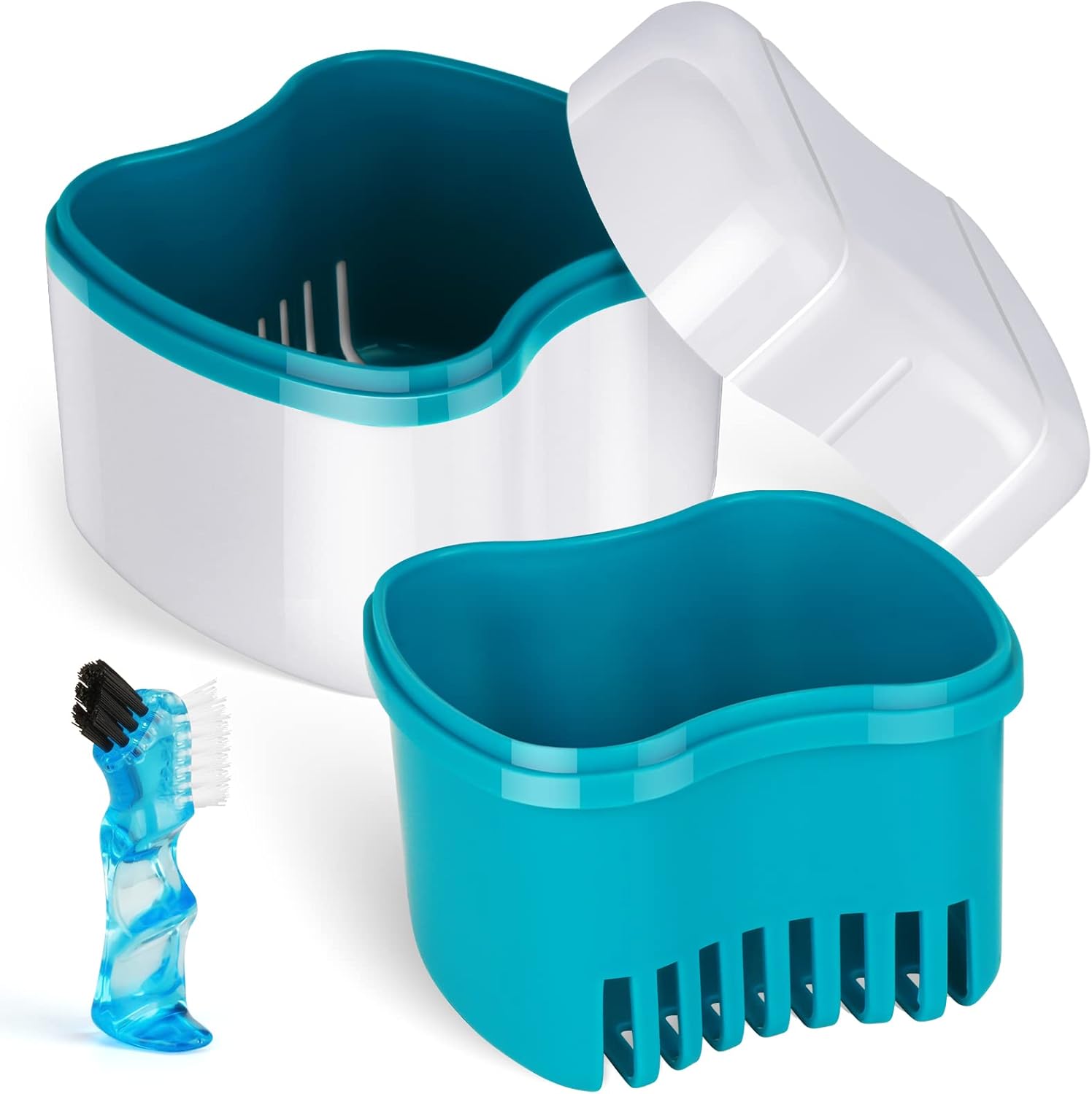 Scotte Denture Case,Dentures Box,Denture Brush Retainer Case,Denture Cups Bath