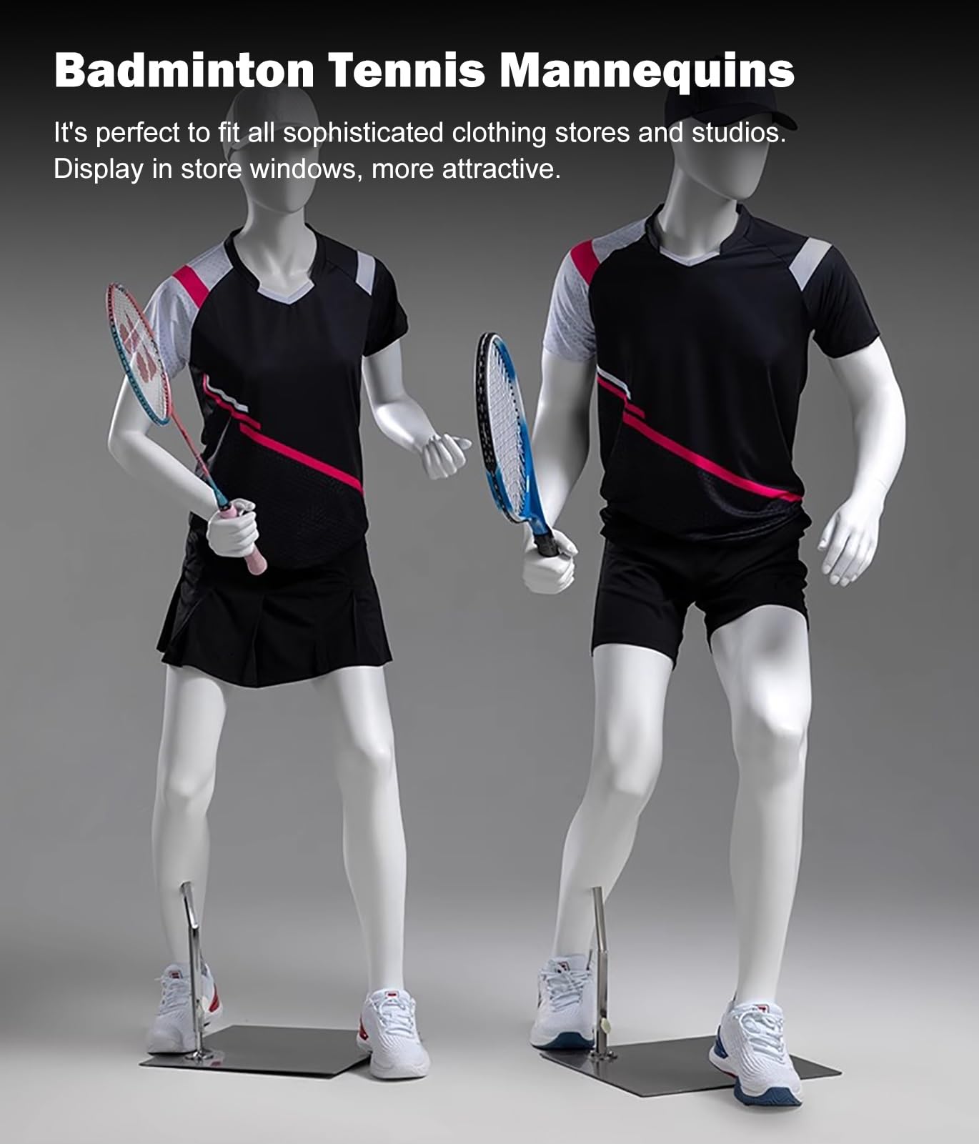 Manekin Realistyczny Stojący Sportowy Manekin, Mięśniowy Manekin do Badmintona i Tenisa, Forma Sukienki, Pełnowymiarowy Manekin do Prezentacji Ubrań(Female)