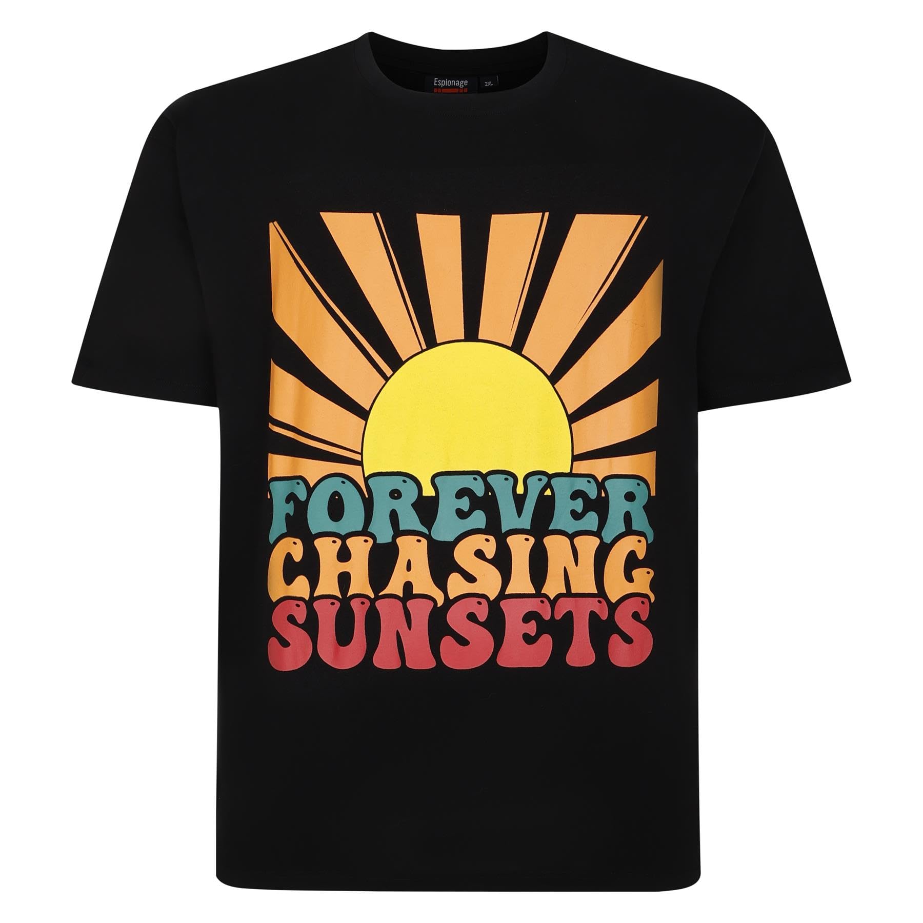 Espionage Short Sleeve T-Shirt for Men with Chasing Sunset Print in Chasing Sunset, 5XL