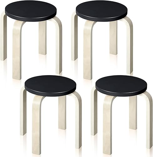 Taburete apilable de madera curvada, 4 piezas, taburetes apilables de madera curvada, asiento de madera curvada para comedor, cocina, hogar, jardín,