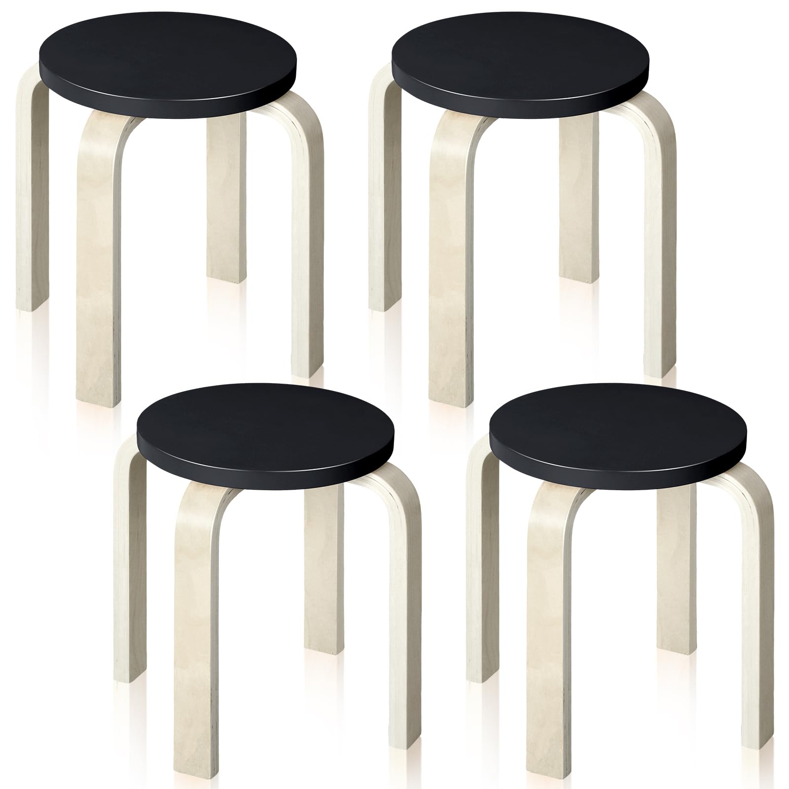 FairySandy 4 Pcs Bentwood Stool Bentwood Stackable Stools Wood Stools Stackable Stool Chairs Bentwood Seat for Dinning, Kitchen, Home, Garden, Living Classroom