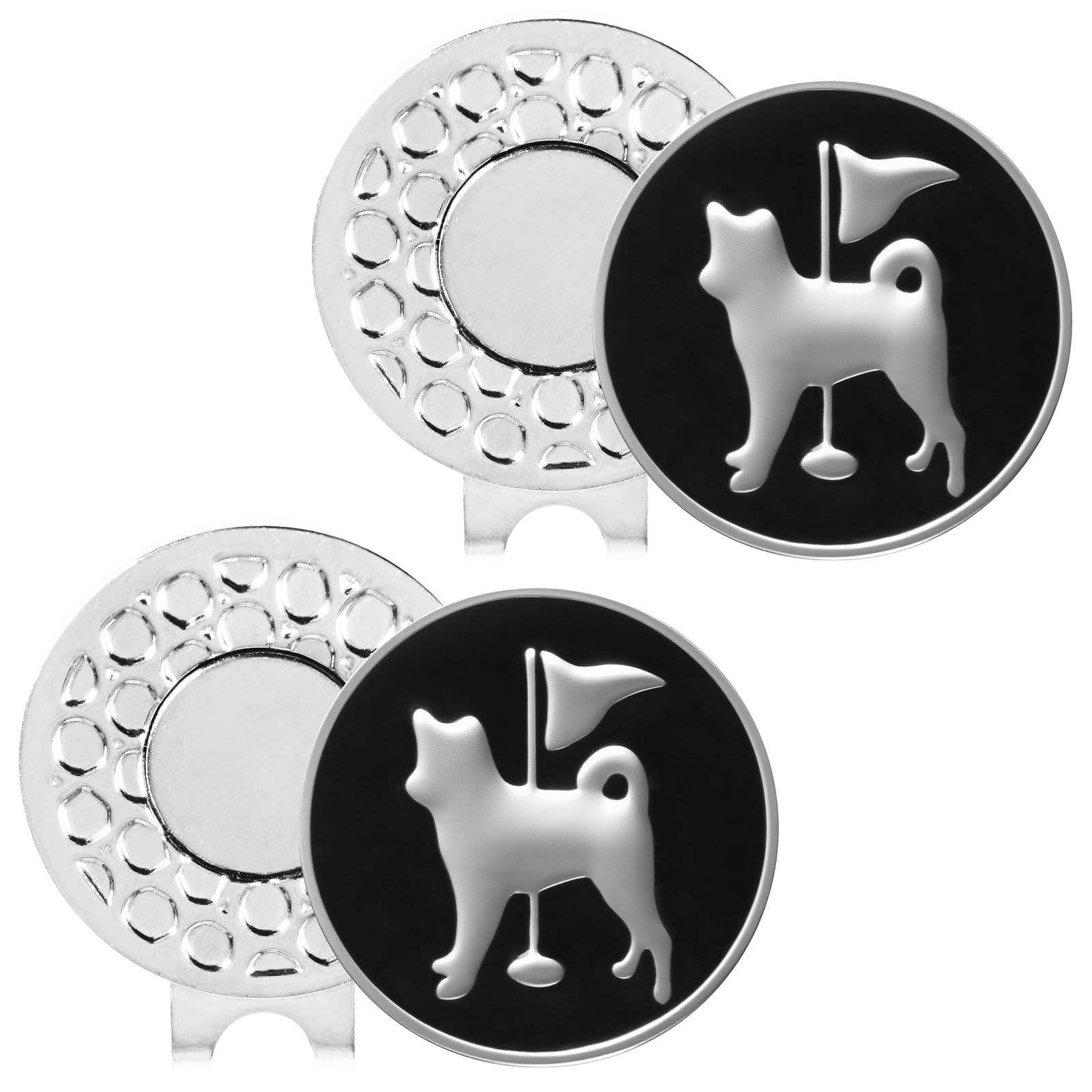 AXKAL Magnetic Stylish Golf Ball Markers with Hat Clip 1/2 Pack, Premium Strong Magnetic Golf Accessory for Cap Bag Shirt, Ideal Golf Gift for Women & Men (2Pcs, Shiba Inu Pattern)