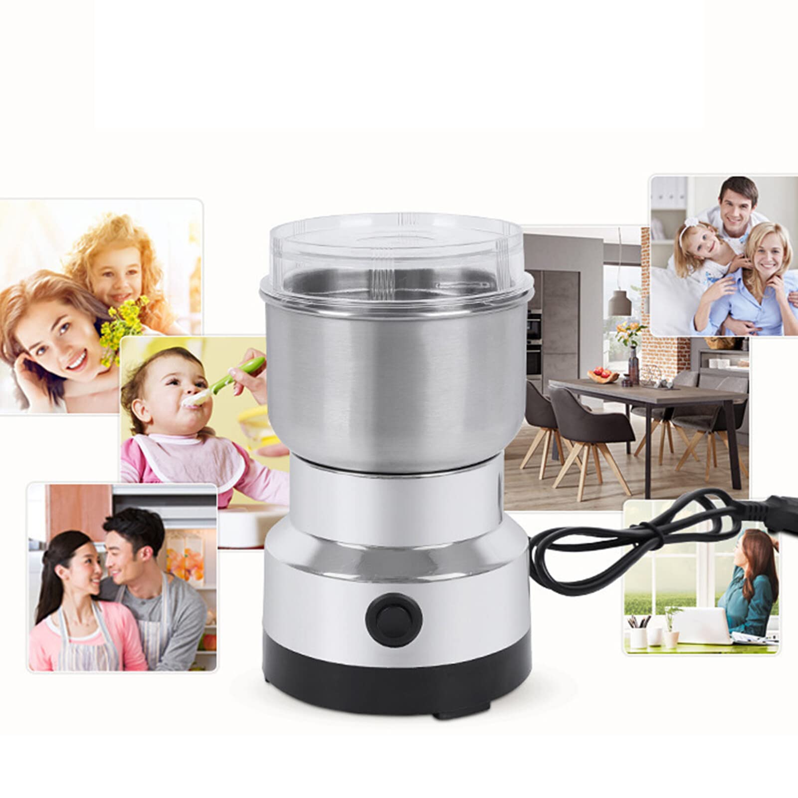 Mulino elettrico per cereali spezie superfine mulino smash macchina mulino elettrico mini mulino imbuto robot da cucina per cereali noci spezie chicchi di caffè cereali riso 300g