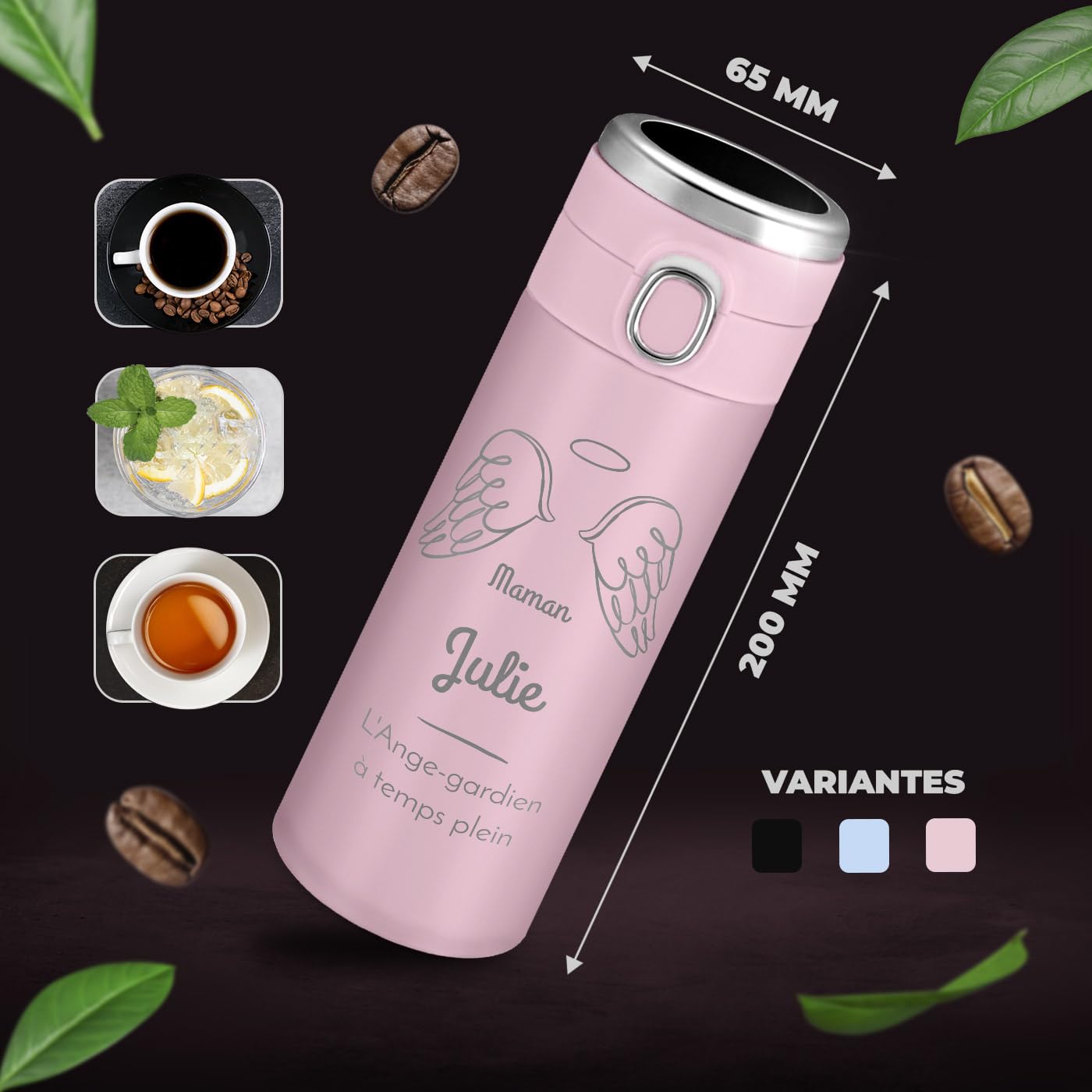 Bouteille isotherme blanche personnalisée avec un affichage LED pour l' anniversaire d'une meilleure amie