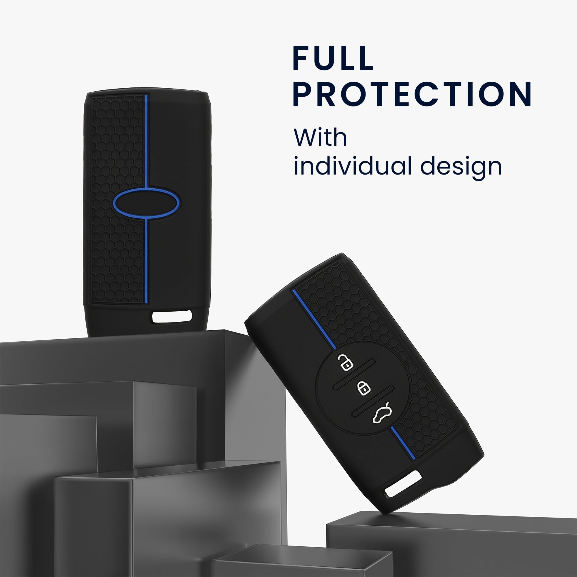 kwmobile Custodia Coprichiave Compatibile con DR 6.0 / DR 5.0 Cover - Copri Telecomando Chiave Auto - Copri Chiavi Macchina nero/blu - 3