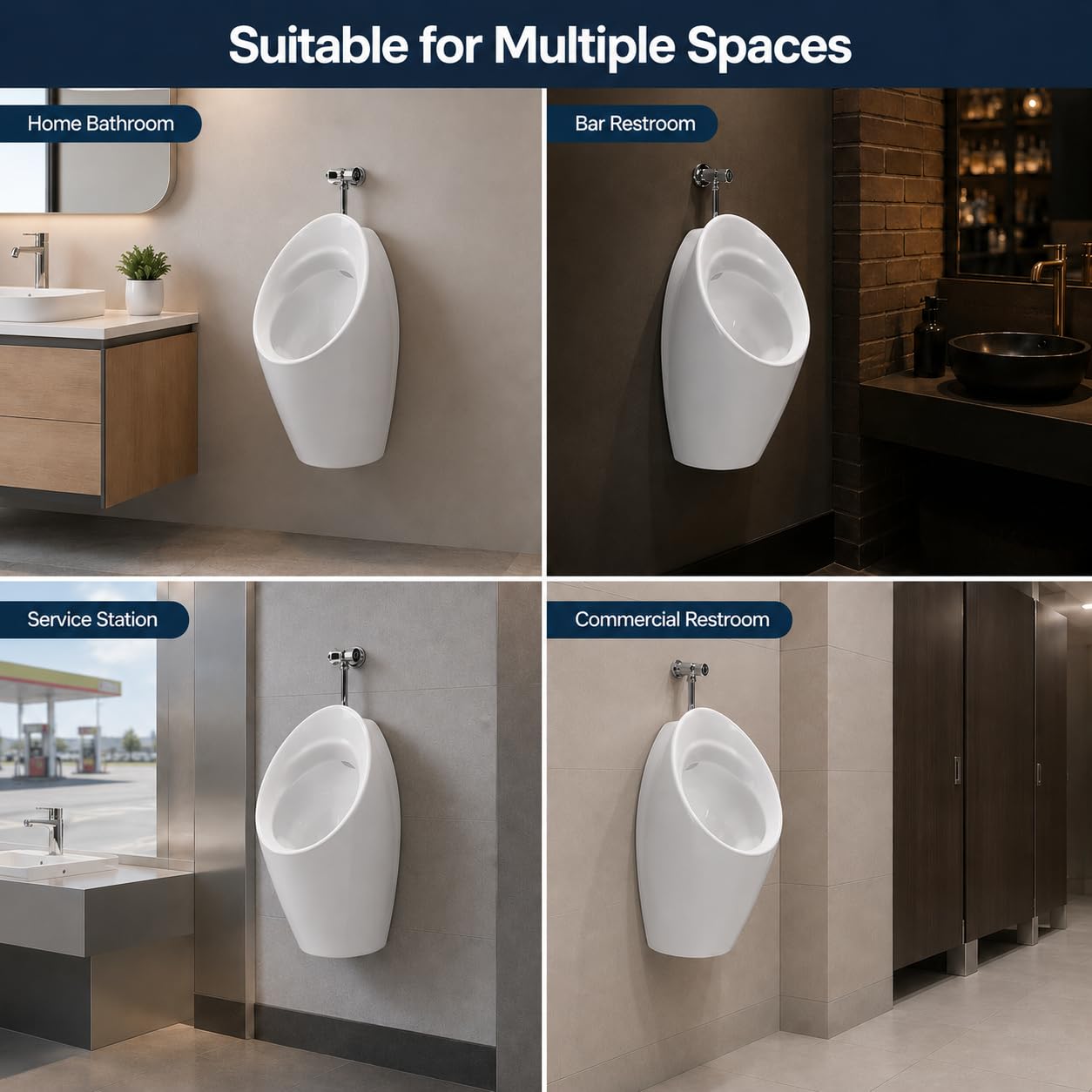 MAGIC SELECT Urinario de Pared Cerámico Blanco 340 x 320 x 620 mm | Orinal Masculino Mural Compacto, Con Kit de Instalación y Desagüe, 340 x 320 x 620 mm, Para Baño, Bar, Restaurante y Oficina