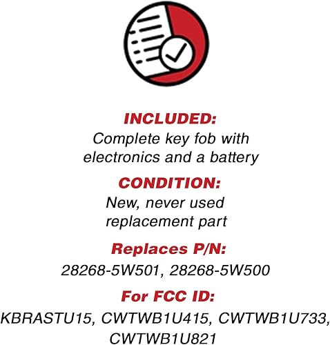 Miniatura 3 de KeylessOption Reemplazo de llavero de coche con control remoto de entrada sin llave para KBRASTU15, CWTWB1U733-Rojo (paquete de 2)