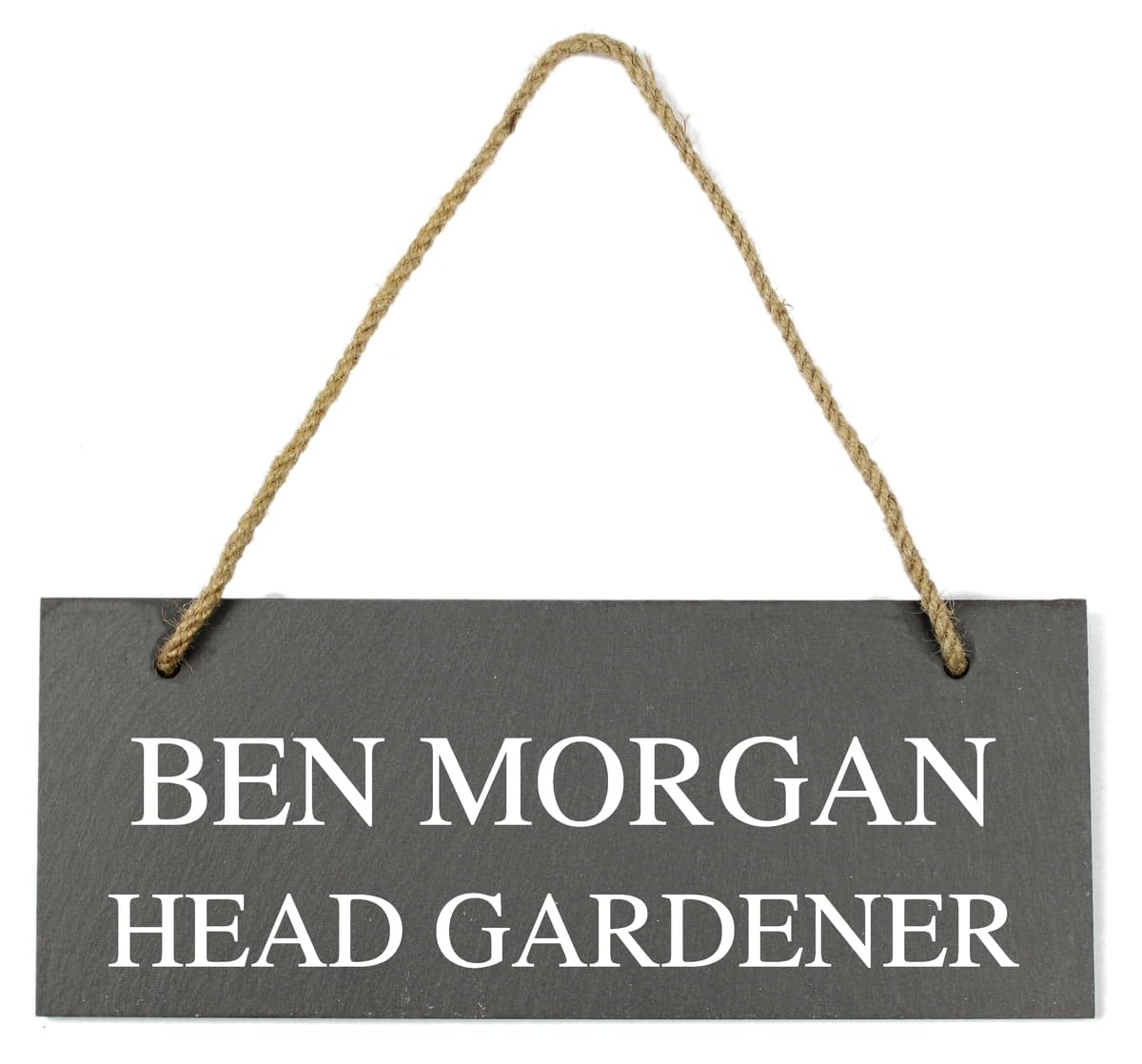 Personalised Hanging Natural Slate Plaque Sign - 25x10cm - Outdoor Garden Shed Sign - Custom Text