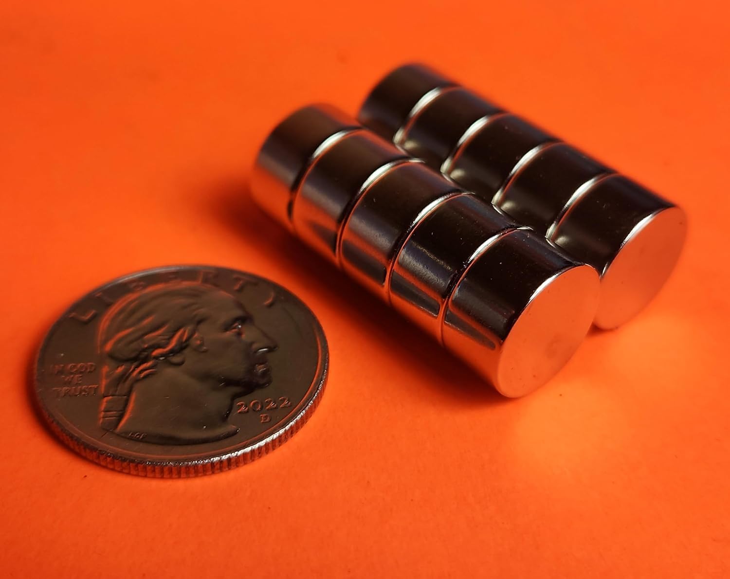 Super Strong 10 pc 1/2 in x 1/4 Neodymium Magnets (12.7mm x 6.35mm)