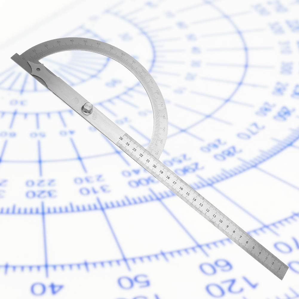 Tyenaza Goniometro in Acciaio Inox, 200 * 300 mm Acciaio Inox Angolo Finder 0-180 Gradi Goniometro Angolo Gage, Goniometro Universale per Pittura Disegno