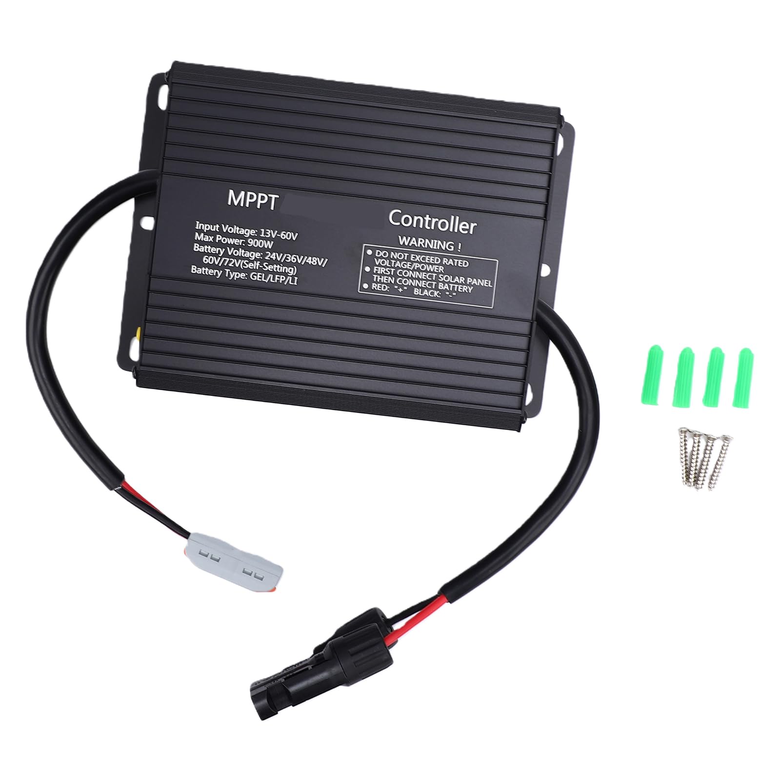 SEAFRONT Controlador de Carga Solar MPPT, Controlador de Cargador Solar 60A con Amplio Rango de Voltaje MPPT, 900W para Sistemas Solares RV Almacenamiento de Batería en el Hogar, Soporta 24V 36V 48V