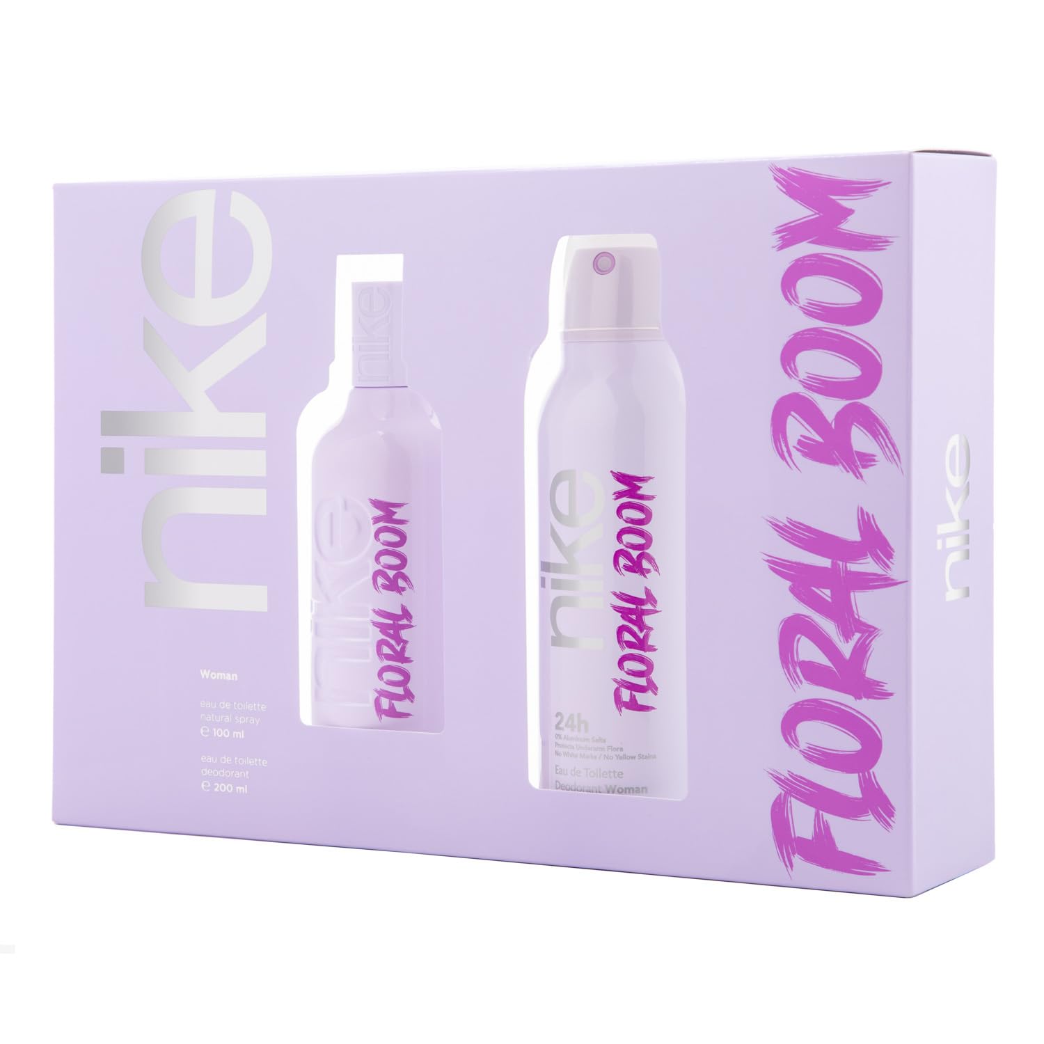 NIKE - Floral Boom, etui na prezent dla kobiet, woda kolońska 100 ml + dezodorant 200 ml, naturalna i kobieca woda toaletowa, kwiatowy zapach piżma, słodki zapach, intensywny i trwały